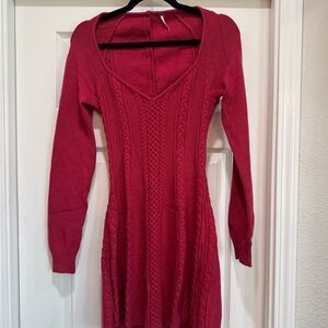 Free People Deep Red Long Sleeve Dress